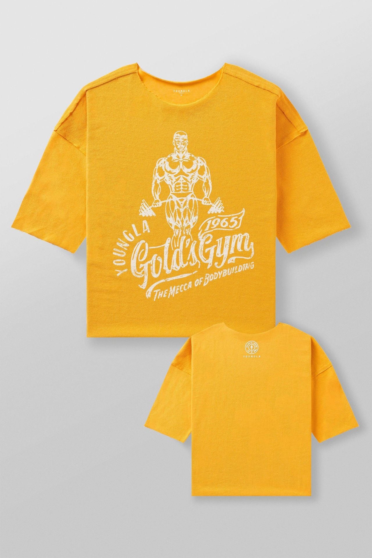 YOUN-GLA Collaboration GOLD'S Summer New Men's T-Shirt Jogger Sports Fitness Cotton Loose Short Sleeve