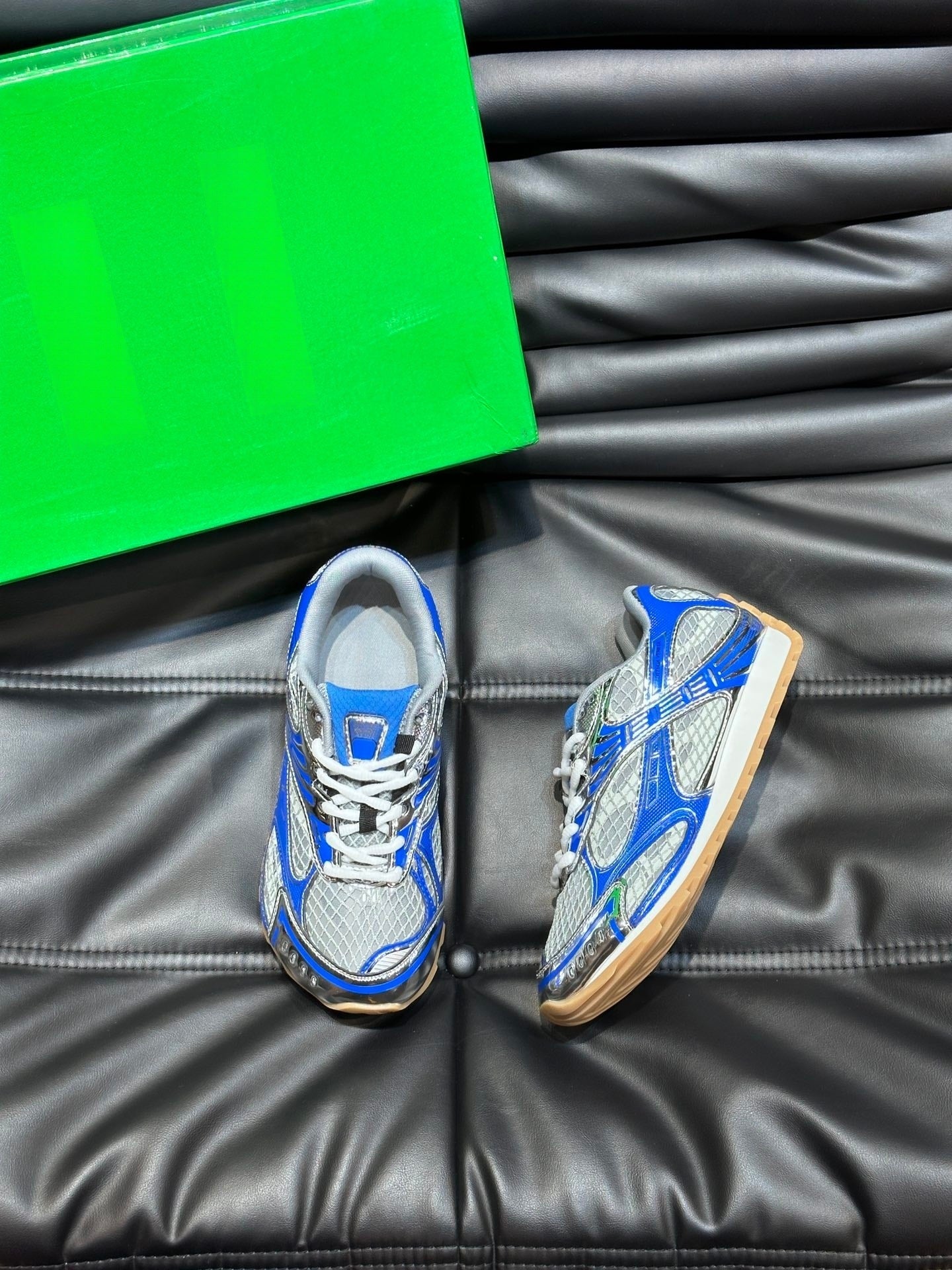 GMabcd New Casual Genuine Leather Mesh Patchwork Dad Shoes Versatile Fashion Couple Lace-up Sneakers