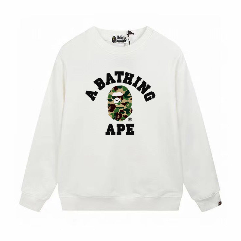 GMabcd Terry Sweatshirt for Men, Autumn and Winter Long Sleeve Letter Print Loose Round Neck Pullover Casual Top Trendy