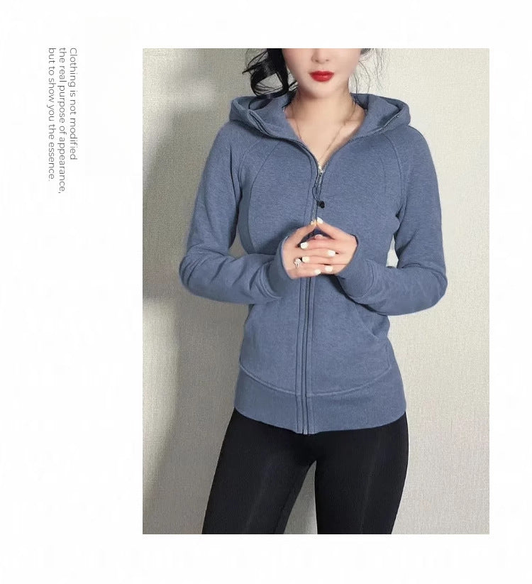 Lulu Same Style Scuba Women's Zipper Hooded Sweatshirt Autumn Winter Women's Outdoor Casual Warm Top Sports Jacket