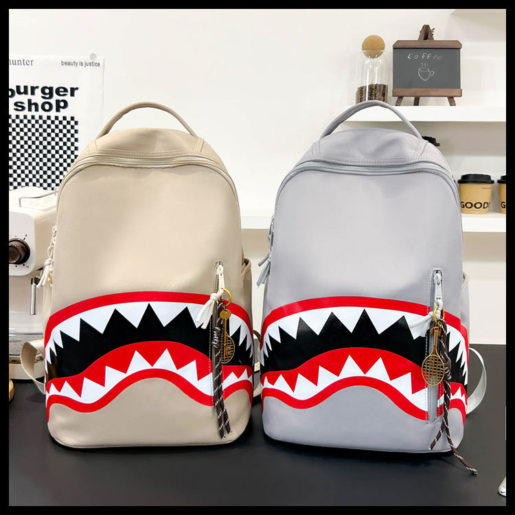 New Fashion Shark Backpack for Students, Large Capacity Outdoor Waterproof Lightweight Trendy Men's Backpack