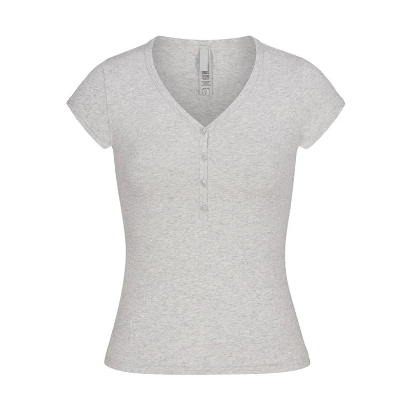 Skim Same Style Kardashian New Vintage Henley Shirt Button Baby Same Style New Vintage Summer Top