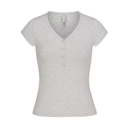 Skim Same Style Kardashian New Vintage Henley Shirt Button Baby Same Style New Vintage Summer Top