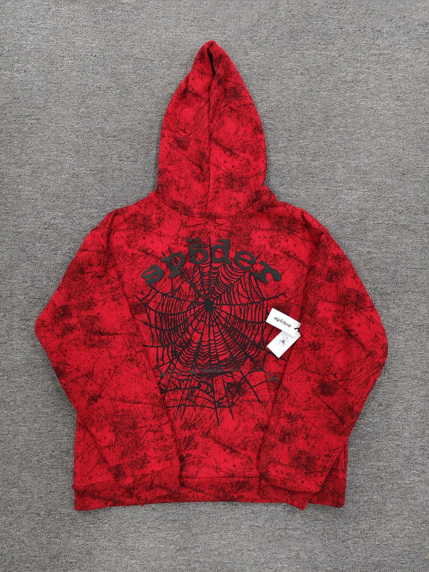GMabcd Hoodie Casual Loose Red Branch Camouflage Spider Web Sp5der Sweatshirt Men's Export