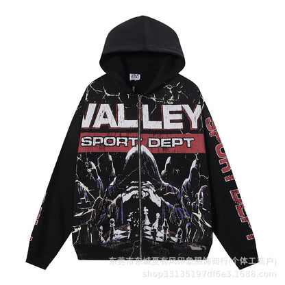 1996 Embroidered Logo Letter Zip-Up Loose-Fit Unisex Hooded Sweatshirt (Part 2)