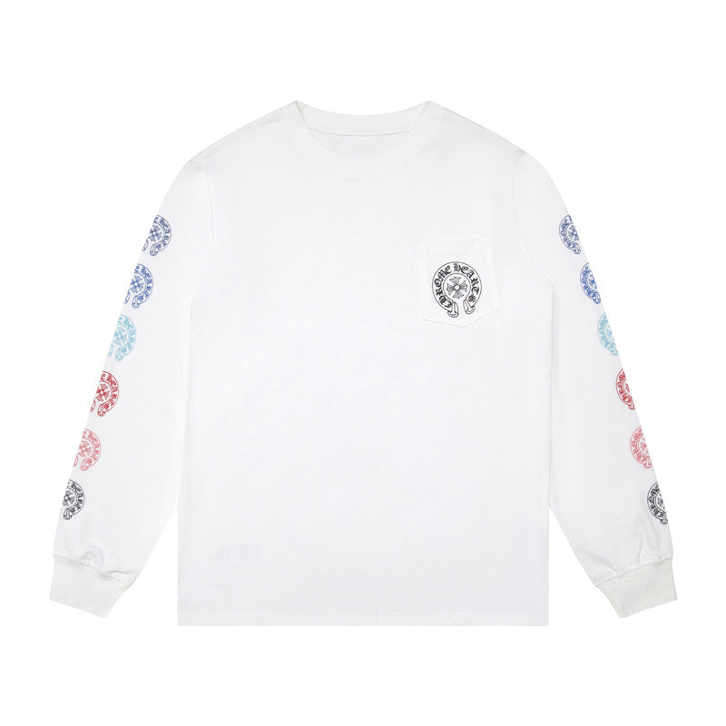 Ch Heart High-Quality Double Yarn Pure Cotton Unisex Printed Long Sleeve T-Shirt