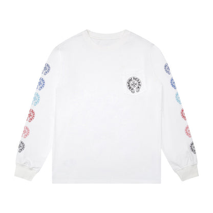 Ch Heart High-Quality Double Yarn Pure Cotton Unisex Printed Long Sleeve T-Shirt