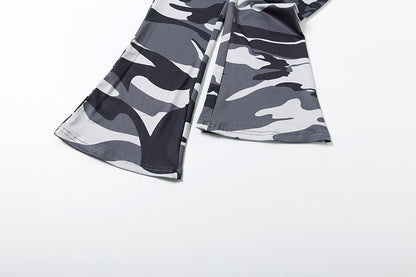 2025 Autumn Women's New Fashion Hooded Camouflage Print Long Sleeve Sports Trendy Slim Fit Long Pants Two-Piece Set