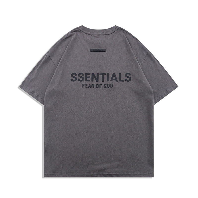 FAG2025 New Double Line Chest Silicone Letter GAD Trendy Loose High Street Short Sleeve T-Shirt for Men