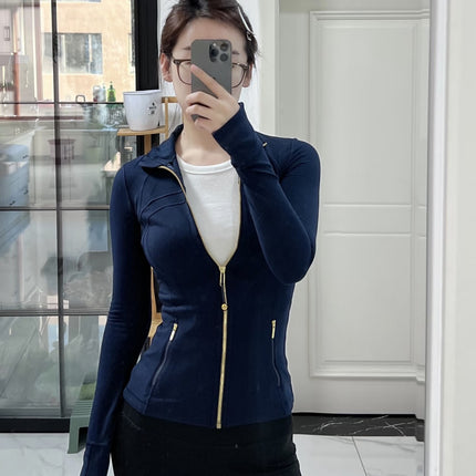 Lu-lu New Golden Edge Define Slim Sports Fitness Yoga Wear NuLu Twilight Rose Coat Top