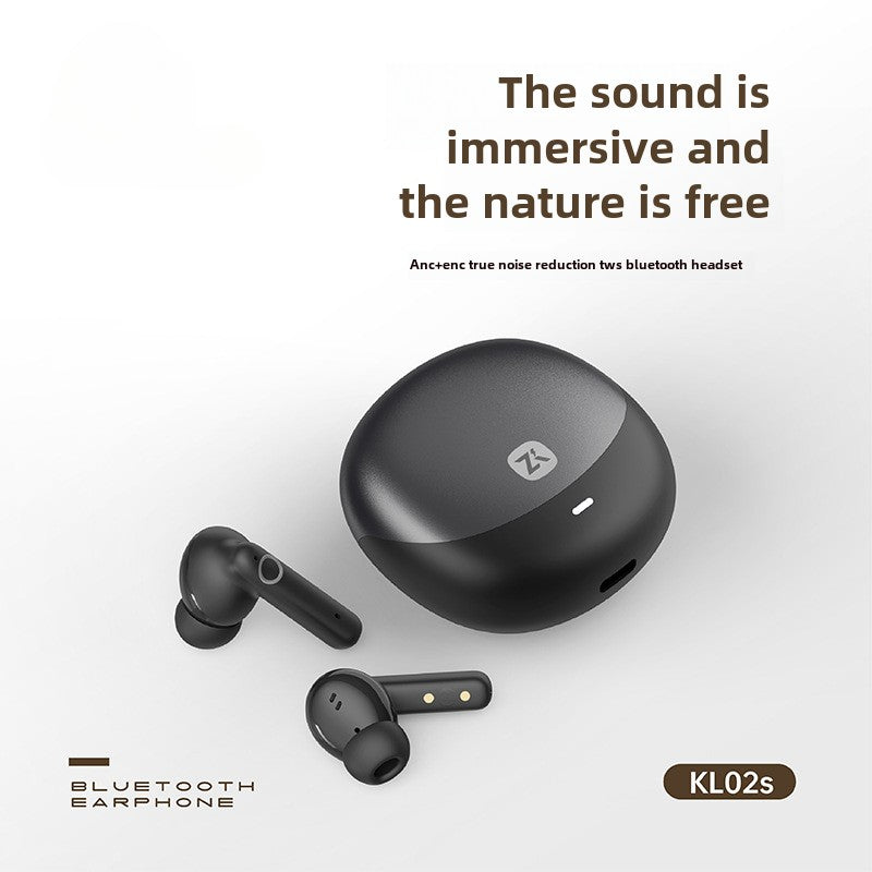 Kl02s Headset ANC + ENC Dual Noise Reduction in-Ear Bluetooth Headset Call Noise Reduction Heavy Bass Body Sound TWS