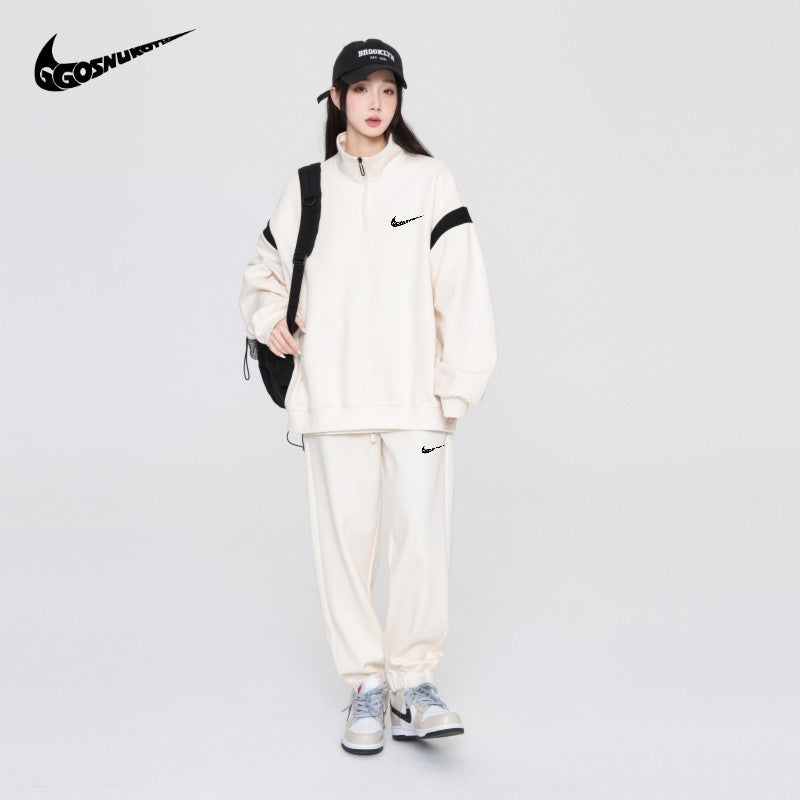 Men's 2024 Sports Casual Set Unisex Autumn Trendy Sweatshirt Long Pants Student Loose Running Two-piece Set