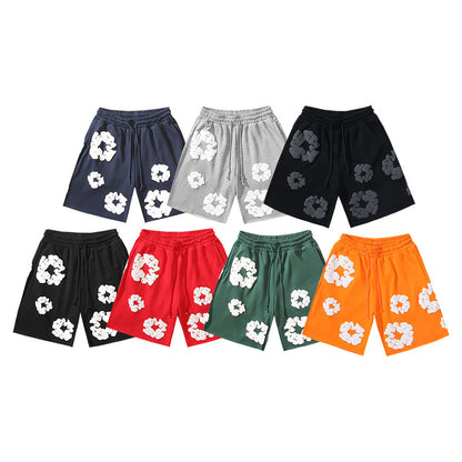 Puff Print Shorts 2024 European and American Fashion Brand Men's plus Size Loose Multi-Color Beach Pants