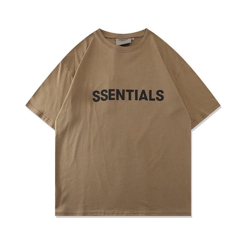 FAG2025 New Double Line Chest Silicone Letter GAD Trendy Loose High Street Short Sleeve T-Shirt for Men