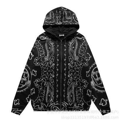 1996 Embroidered Logo Letter Zip-Up Loose-Fit Unisex Hooded Sweatshirt (Part 2)