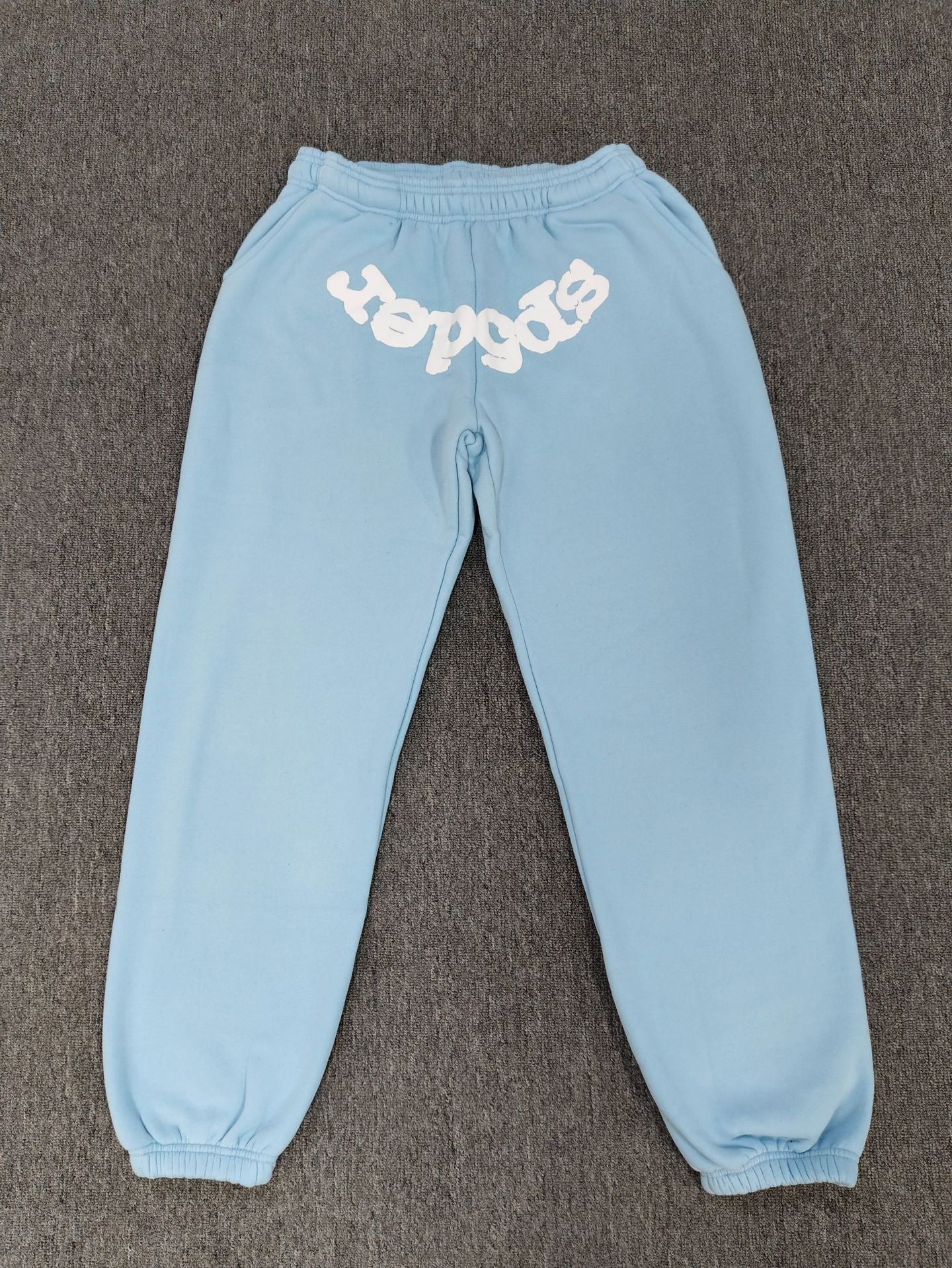 [Fleece Lined]Young Thug American Style Brand Sp5DER 555555 Spider Web Foam Print Casual Unisex Sweatpants