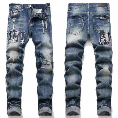GMAM Heavy Craft Washed Distressed High Street Embroidered Unisex Jeans