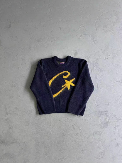 DRILL Style American Street Hip-Hop Embroidered Letter Stand Collar Zipper Cardigan Knitted Sweater Men's Trendy Brand Jacket