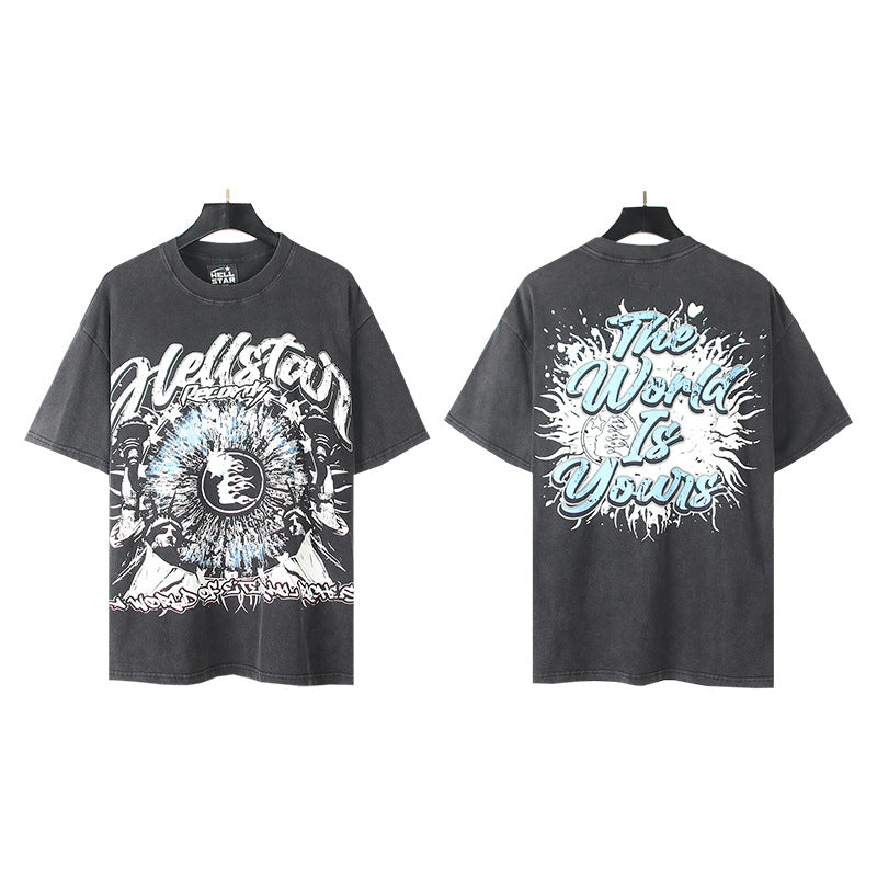 [2]2025 Summer New American Fashion Brand Male and Female Couples Wear plus Size Loose Pullover Short Sleeve T-shirt Youth Tee