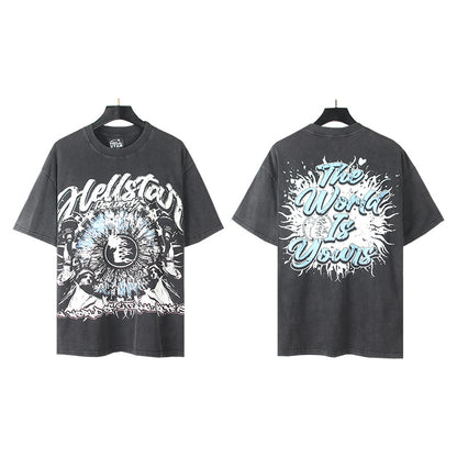 [2]2025 Summer New American Fashion Brand Male and Female Couples Wear plus Size Loose Pullover Short Sleeve T-shirt Youth Tee