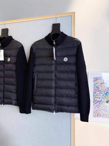 GMabcd Monokini Down Jacket Stand Collar Knitted Patchwork Lightweight Simple Autumn Winter NFC Down Lightweight Coat