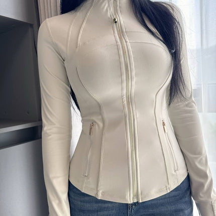 Lu-lu New Golden Edge Define Slim Sports Fitness Yoga Wear NuLu Twilight Rose Coat Top