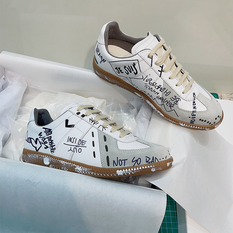 GMabcd mm6 Dexun Shoes for Women 2025 New Model Top Layer Cowhide Raw Rubber Sole Comfortable Casual Sneakers for Men and Women