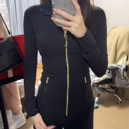 Lu-lu New Golden Edge Define Slim Sports Fitness Yoga Wear NuLu Twilight Rose Coat Top