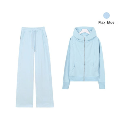 LULU Embroidered Hooded Zipper Cardigan Slim Fit Sweatshirt Set Fleece Lined Full Zipper Cardigan Jacket Gold Label