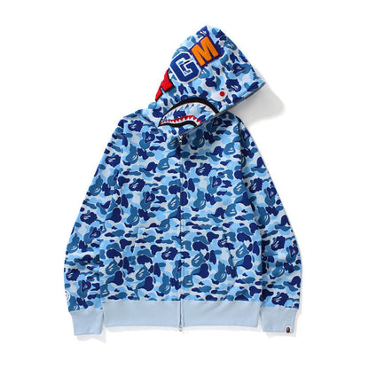 Baby Apee Shark Camouflage Hooded Cardigan Zipper Fashion Brand Comfortable Men's Women's Pullover Coat