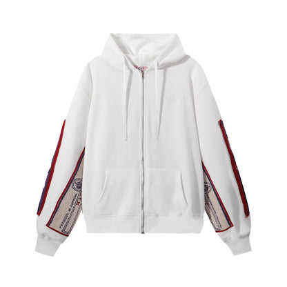 Gmabcd-sup Hoodie Collaboration Joe Loose Fit Autumn Winter Fleece Zipper Jacket Street Fashion Patchwork Hooded Sweatshirt