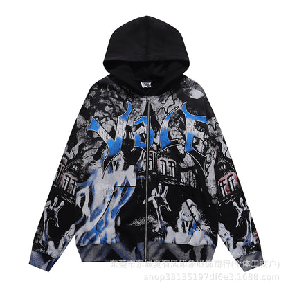 1996 Embroidered Logo Letter Zip-Up Loose-Fit Unisex Hooded Sweatshirt (Part 2)