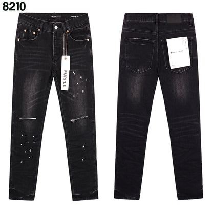 Jeans Washed and Distressed Retro Tattered Jeans Splash Ink Ruffle Handsome and Beautiful Style