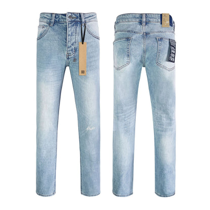 Men's KSB Jeans Straight Leg Ripped Stretch American High Street Casual Men's Jeans