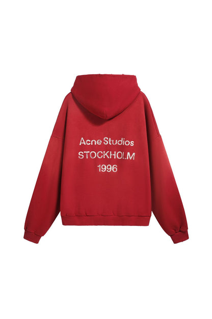 1996 Embroidered Logo Letter Zip-Up Loose-Fit Unisex Hooded Sweatshirt (Part 2)