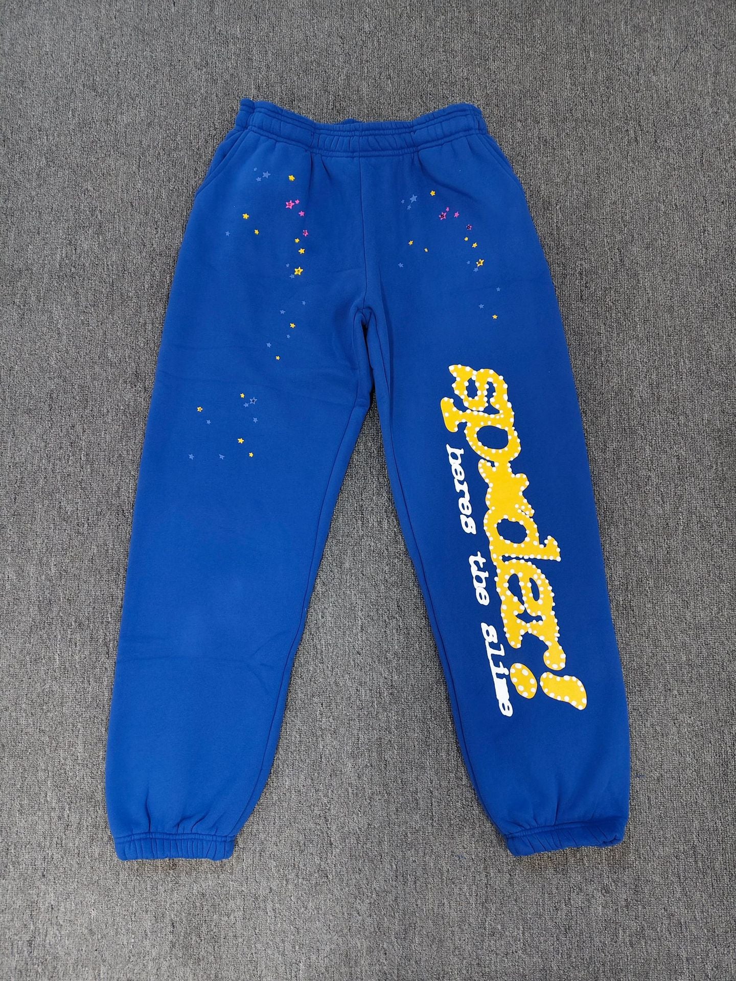 [Fleece Lined]Young Thug American Style Brand Sp5DER 555555 Spider Web Foam Print Casual Unisex Sweatpants