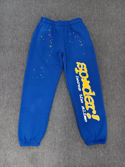 [Fleece Lined]Young Thug American Style Brand Sp5DER 555555 Spider Web Foam Print Casual Unisex Sweatpants