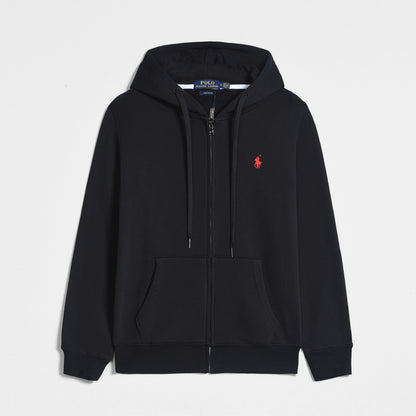 GMabcd Spring and Autumn Thin Pony Hooded Sweatshirt RL Cardigan Zipper Embroidery Loose Plus Size Paul POLO Jacket