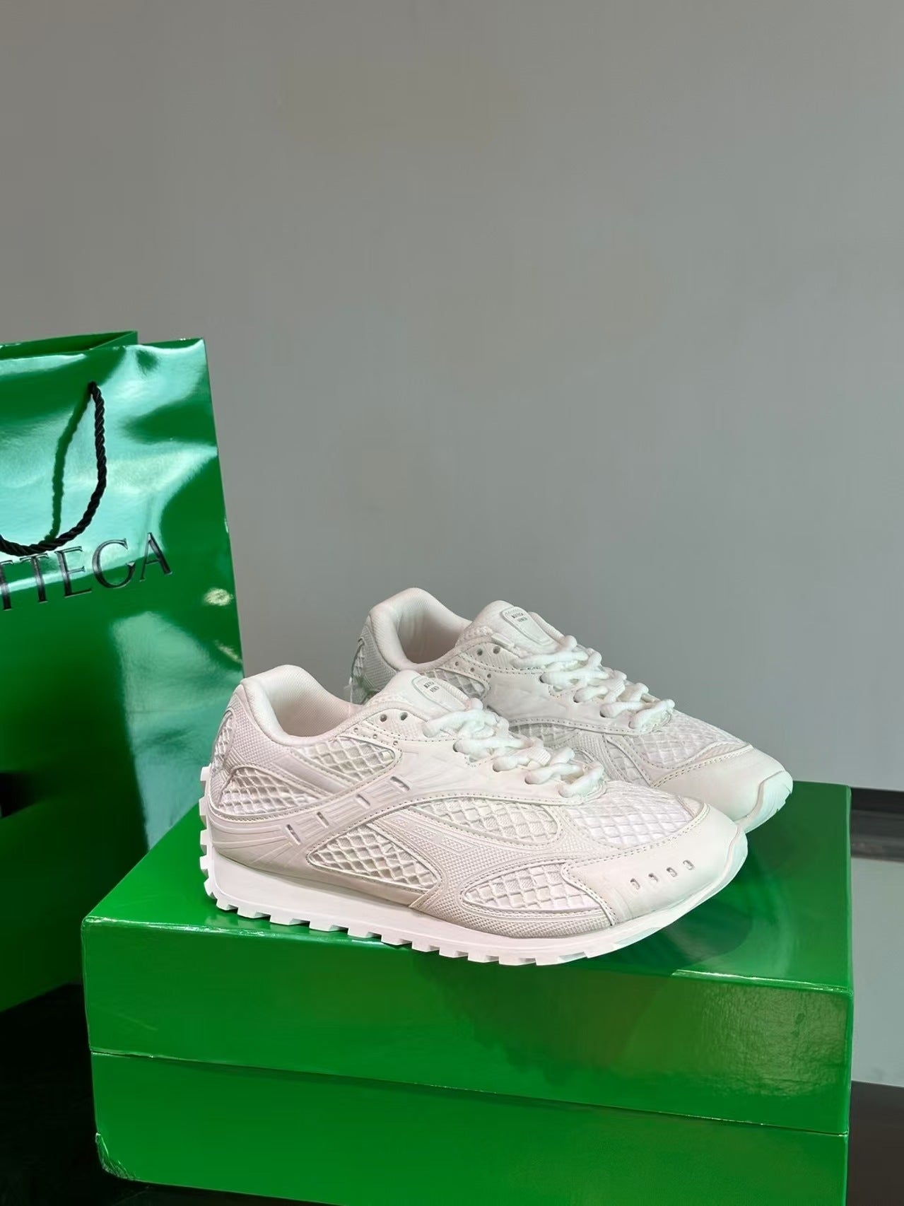 GMabcd New Casual Genuine Leather Mesh Patchwork Dad Shoes Versatile Fashion Couple Lace-up Sneakers