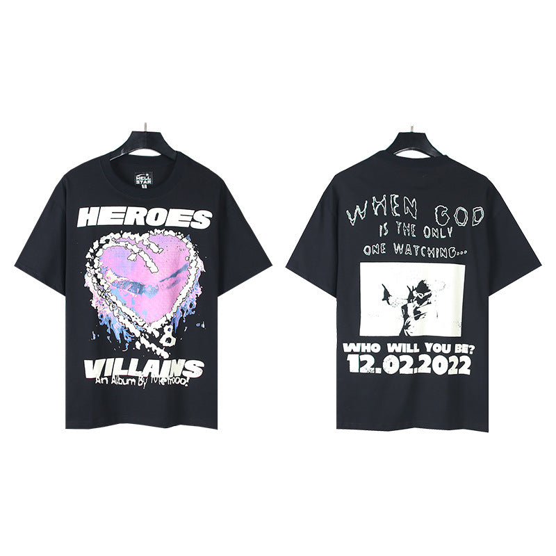 [3]2025 Summer New American Fashion Brand Male and Female Couples Wear plus Size Loose Pullover Short Sleeve T-shirt Youth Tee