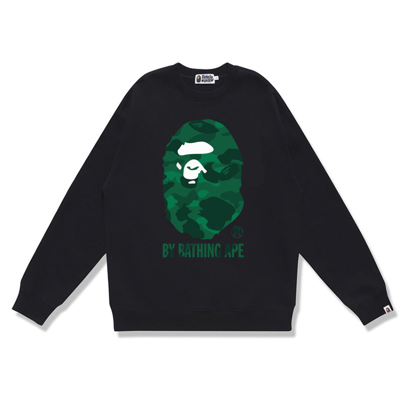 GMabcd Terry Sweatshirt for Men, Autumn and Winter Long Sleeve Letter Print Loose Round Neck Pullover Casual Top Trendy
