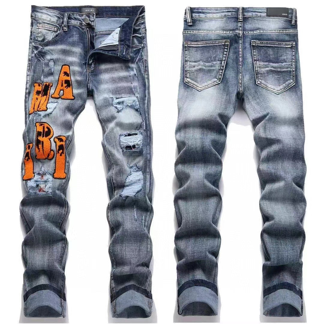 GMAM Heavy Craft Washed Distressed High Street Embroidered Unisex Jeans