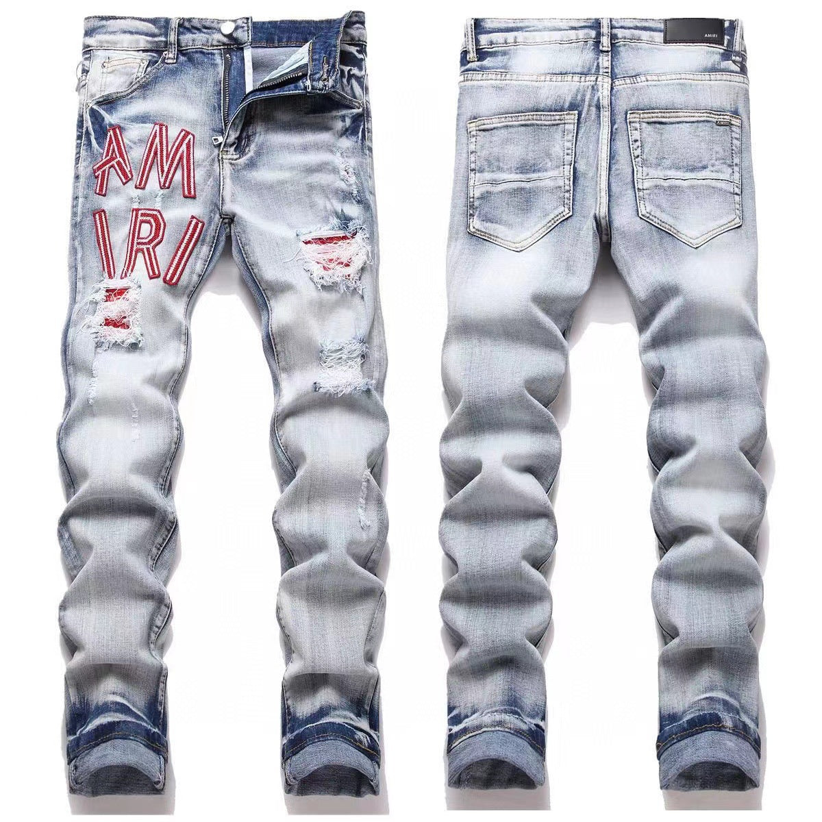 GMAM Heavy Craft Washed Distressed High Street Embroidered Unisex Jeans
