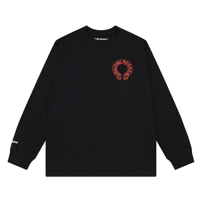 Ch Heart High-Quality Double Yarn Pure Cotton Unisex Printed Long Sleeve T-Shirt