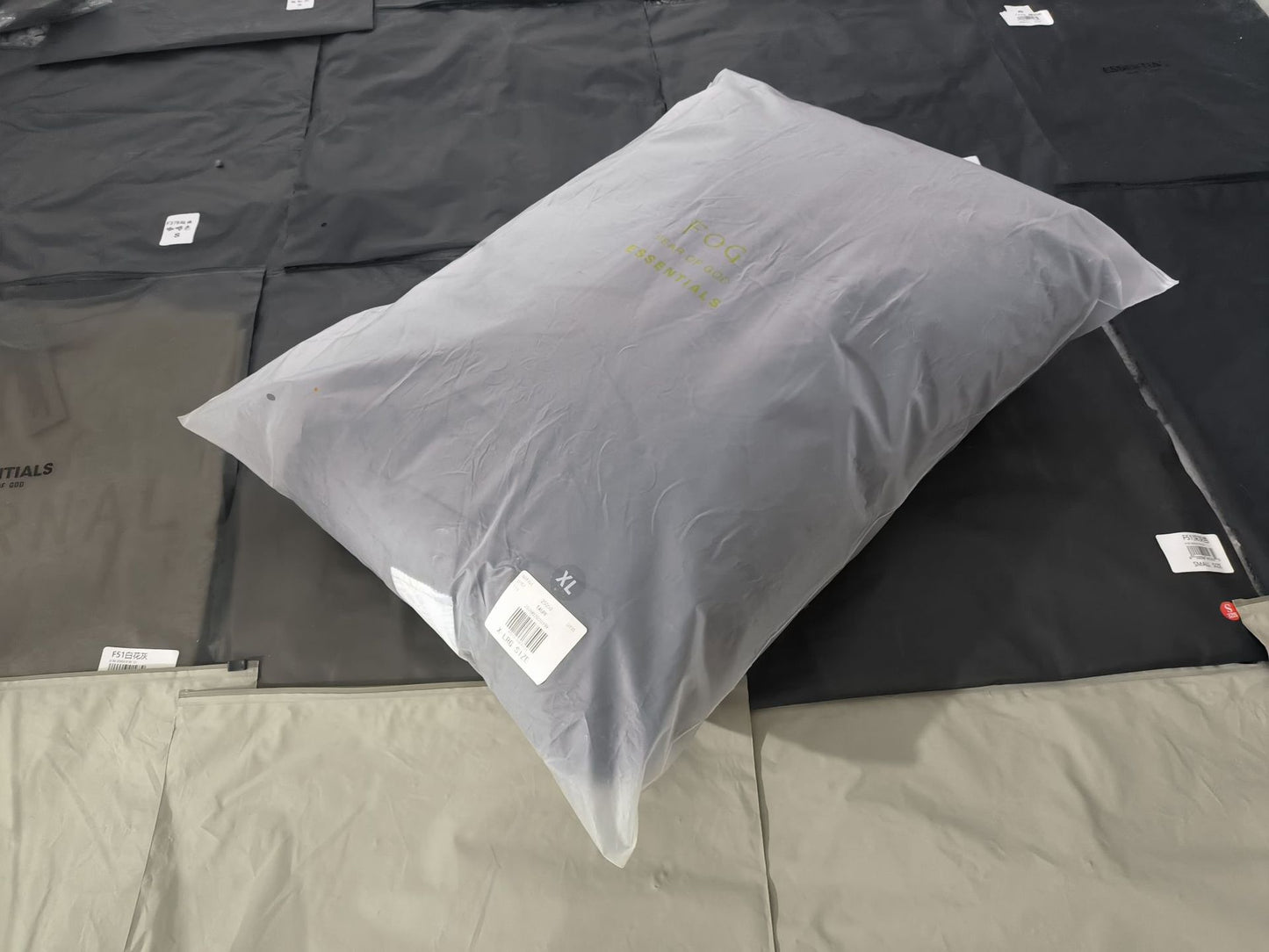 GmabcdFEAR OF GOD Double Stitch ESSENTIALS Solid Color Thickened Cotton Jacket Pure Black