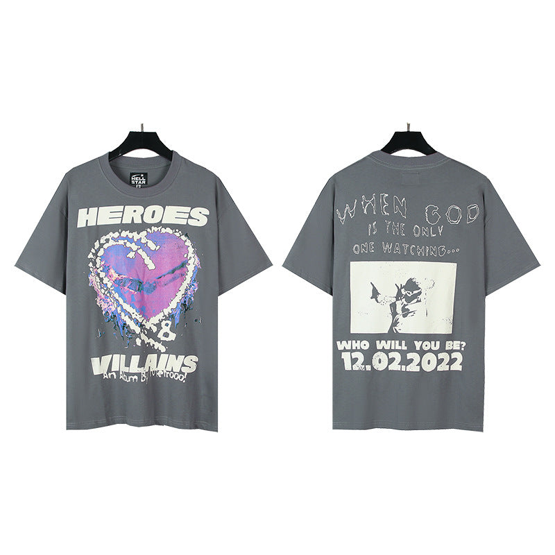 [3]2025 Summer New American Fashion Brand Male and Female Couples Wear plus Size Loose Pullover Short Sleeve T-shirt Youth Tee