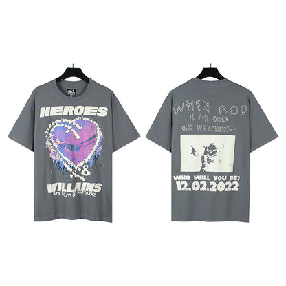 [3]2025 Summer New American Fashion Brand Male and Female Couples Wear plus Size Loose Pullover Short Sleeve T-shirt Youth Tee