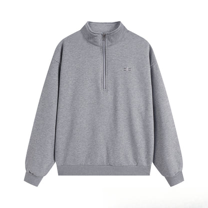 A-L-O Half-Zip Sweatshirt for Women, Autumn and Winter Loose Stand Collar Slimming Jacket, Casual Sports Top