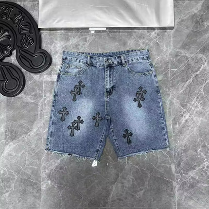 24ss Ch Heavy Industry Cross Patch Denim Shorts Couple Shorts