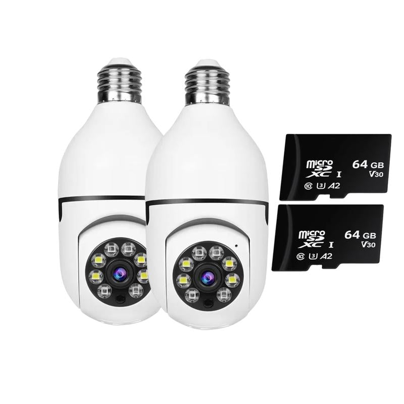 Light Bulb Security Camera with 3MP HD, Infrared Night Vision, Pan/Tilt, 2-Way Audio, Human Detection & Alexa Compatibility